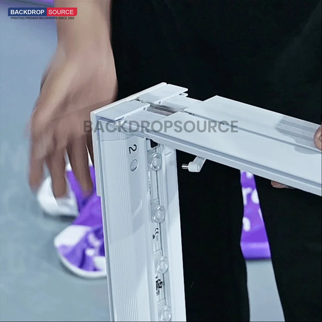 6m Backlit SEG Booth Kit with Twin L-Arches & Sidewall