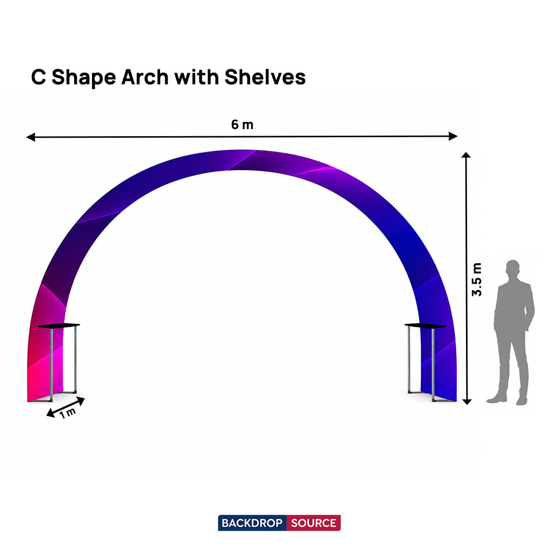 C Shape Tension Fabric Arch with Shelves