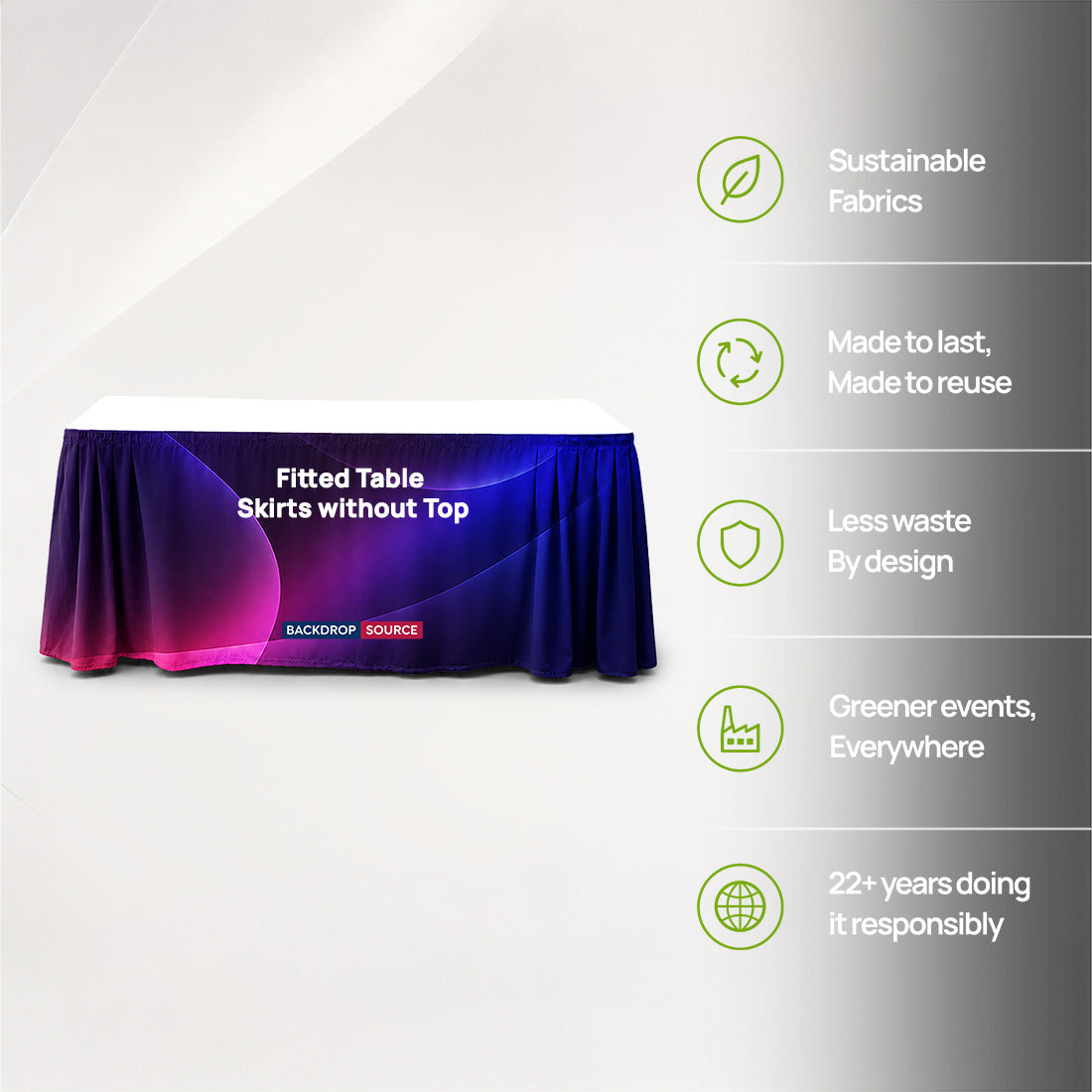 Custom Fitted Table Skirts without Top