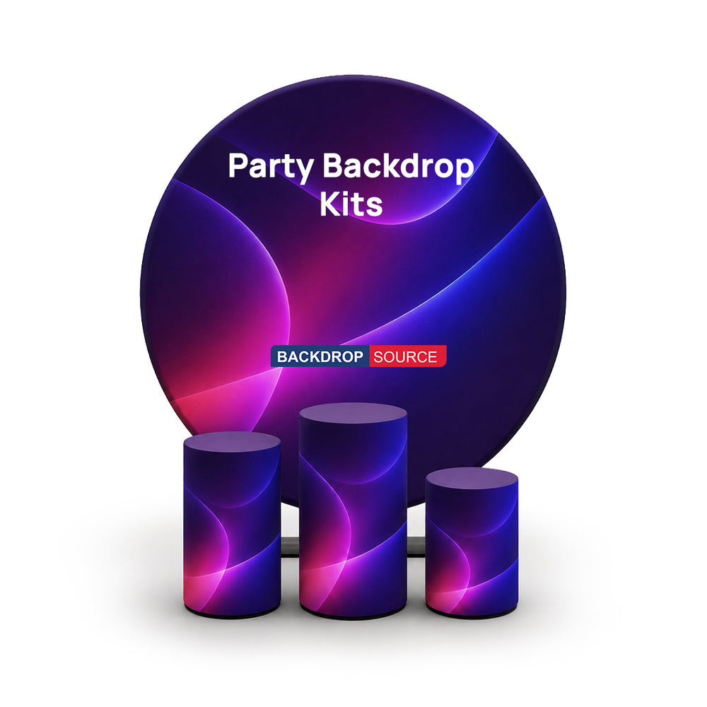 Pre Designed Round Backdrop Kits with Counter for Birthday Parties & Events