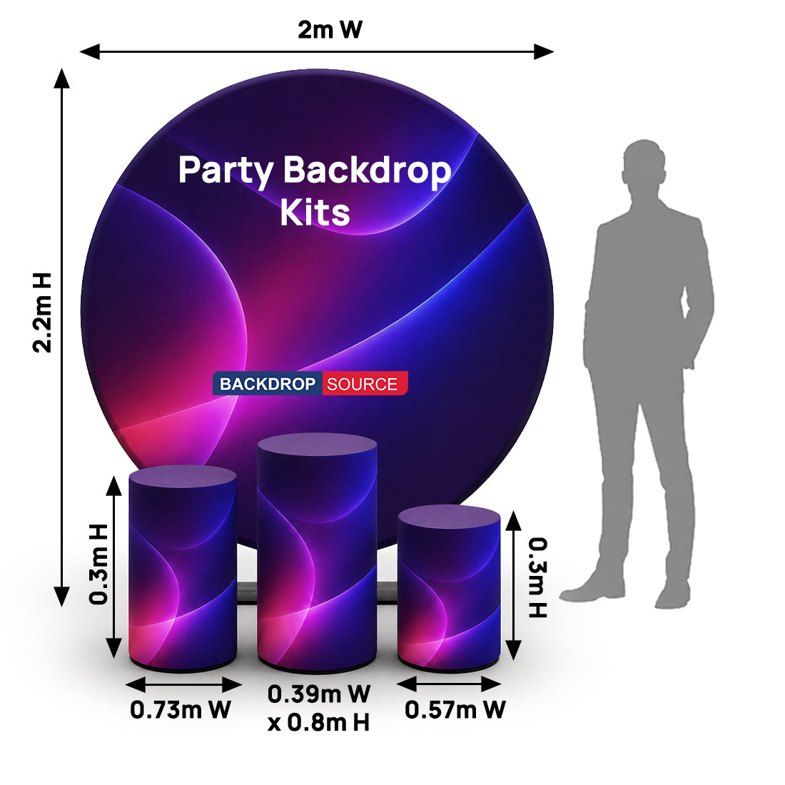 Pre Designed Round Backdrop Kits with Counter for Birthday Parties & Events