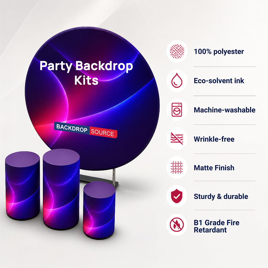 Pre Designed Round Backdrop Kits with Counter for Birthday Parties & Events