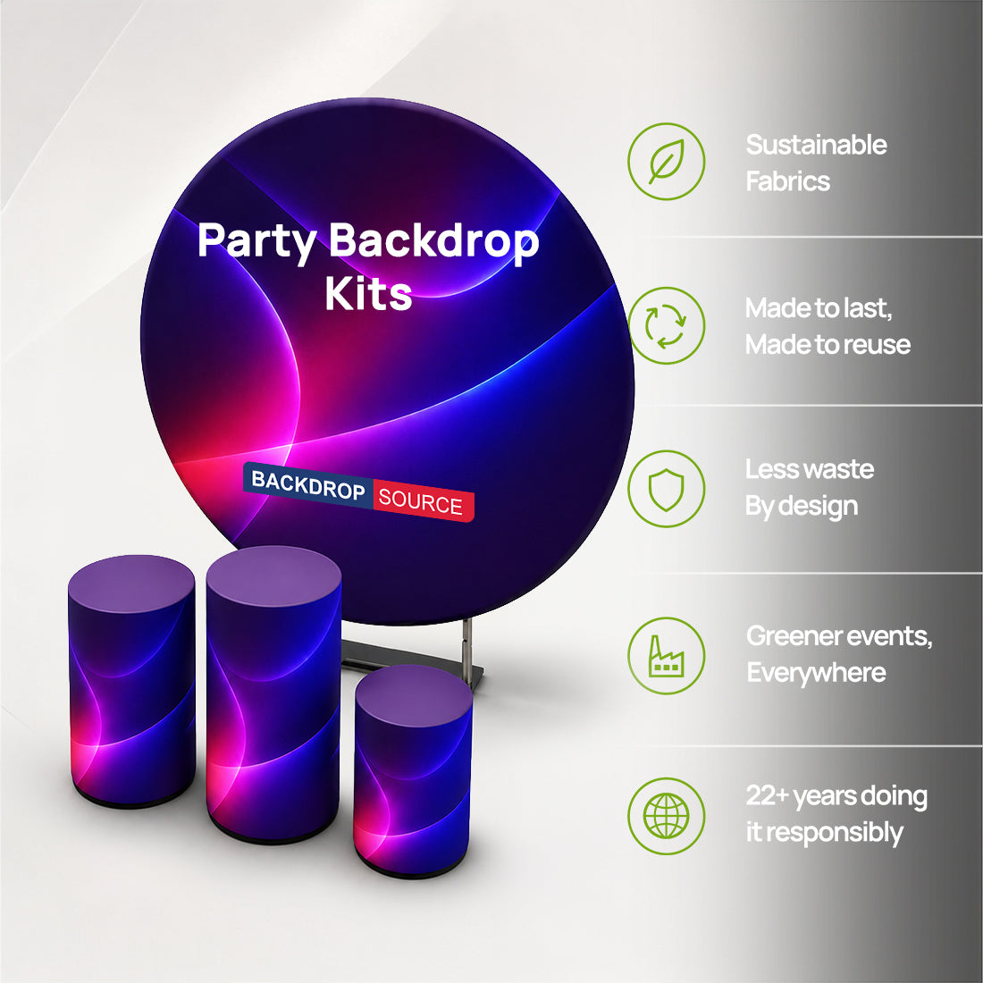 Pre Designed Round Backdrop Kits with Counter for Birthday Parties & Events