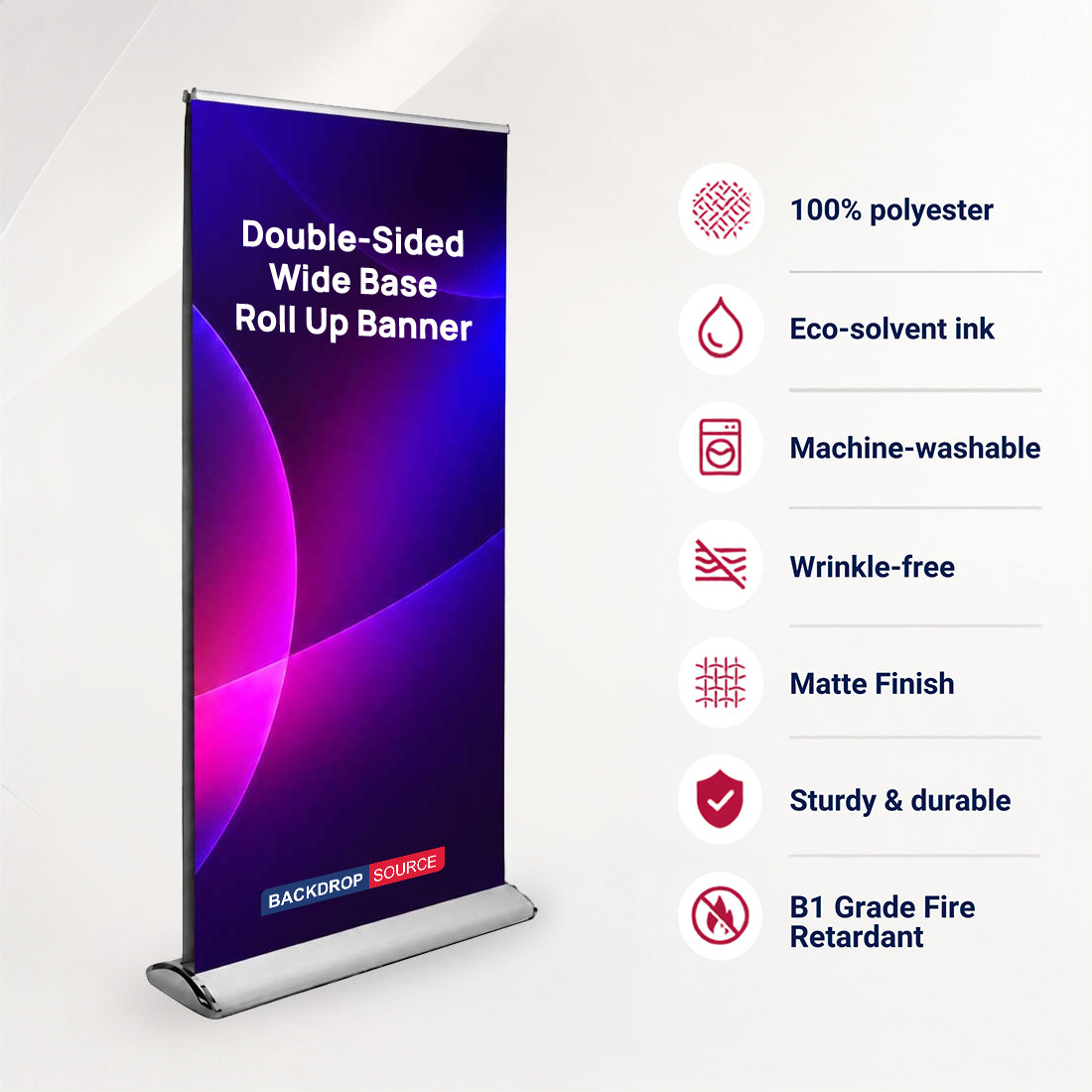 Double-screen Wide Base Fabric Roll Up Banner