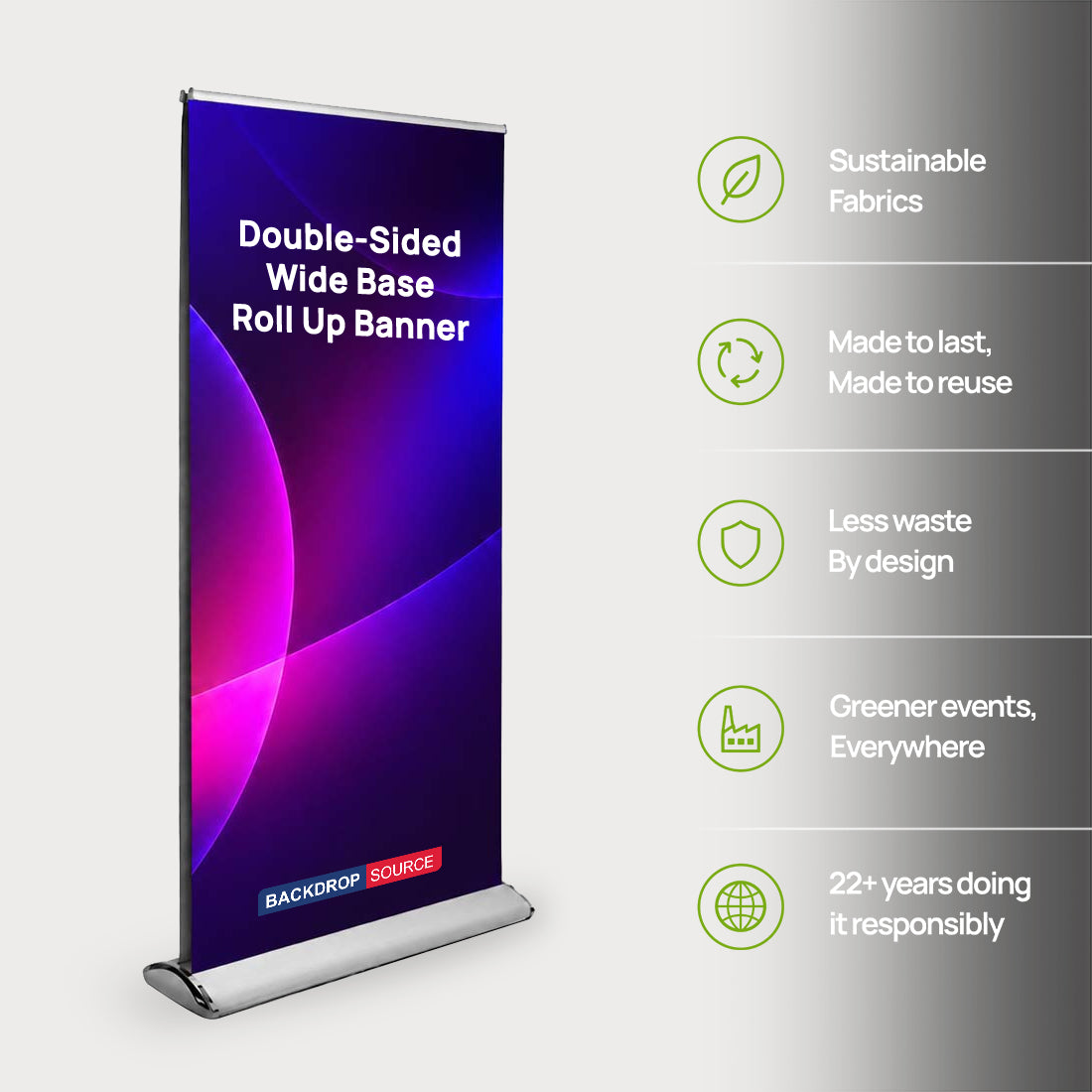 Double-screen Wide Base Fabric Roll Up Banner