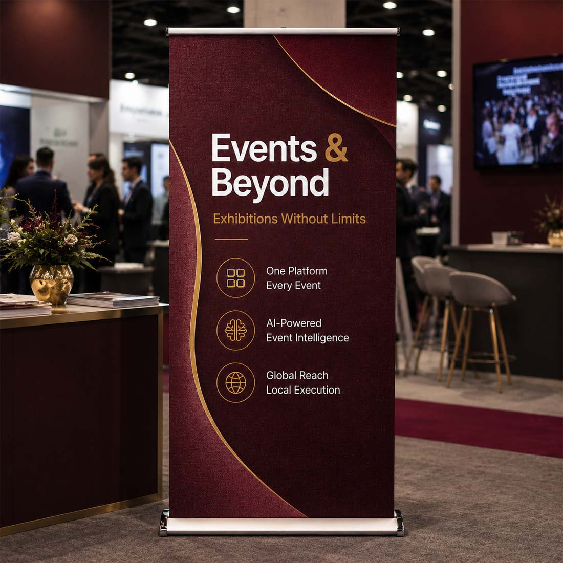 Double-screen Wide Base Fabric Roll Up Banner