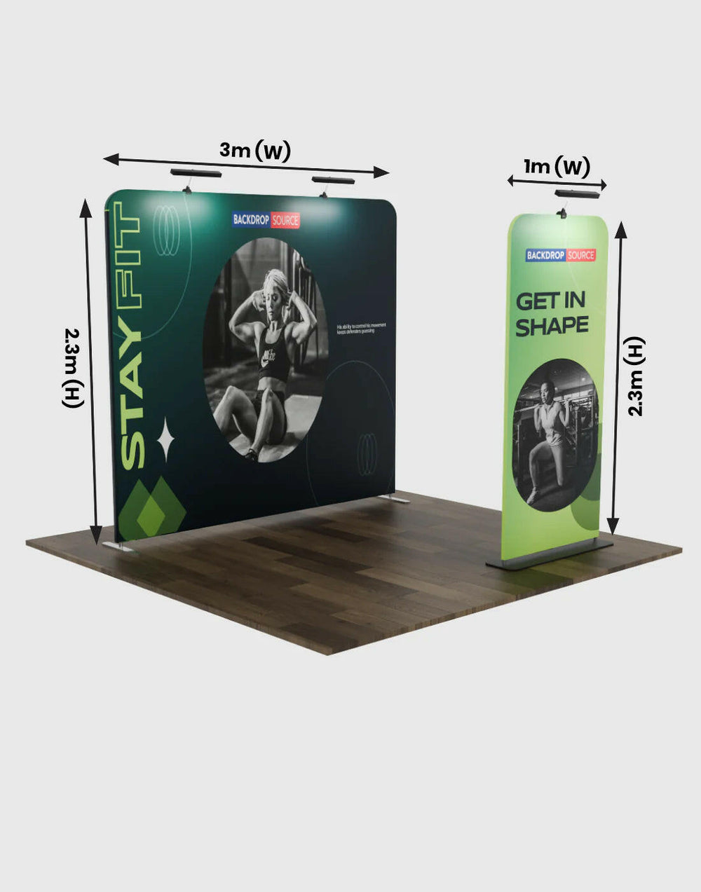 EZ Exhibit Essentials:3mx3m Booth Kit with Backwall and Banner Stand.