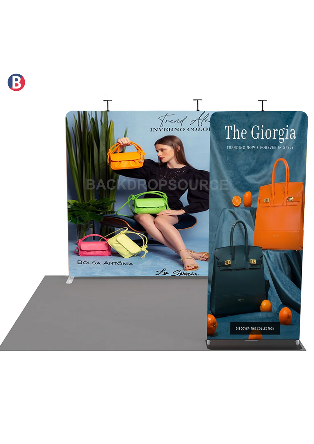 EZ Exhibit Essentials:3mx3m Booth Kit with Backwall and Banner Stand.