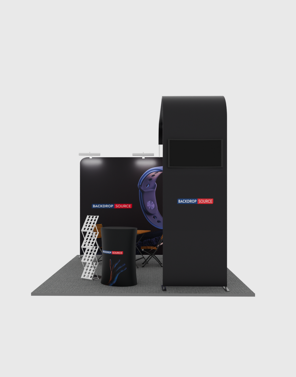Modular L Arch TV Display Exhibition Kit for 3m Wide Booths.