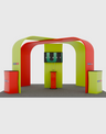 6x6m Booth Kit with S-Curve Display, Square Arches & 4 Counters