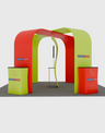 6x6m Booth Kit with S-Curve Display, Square Arches & 4 Counters