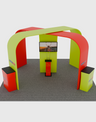 6x6m Booth Kit with S-Curve Display, Square Arches & 4 Counters