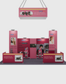 6x6m Booth Kit with Tension Walls, TV Arch & Brochure Stands