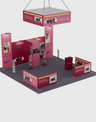 6x6m Booth Kit with Tension Walls, TV Arch & Brochure Stands