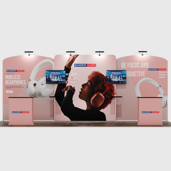 6x3m Booth Kit with Straight Centre Wall & Curved Side Walls