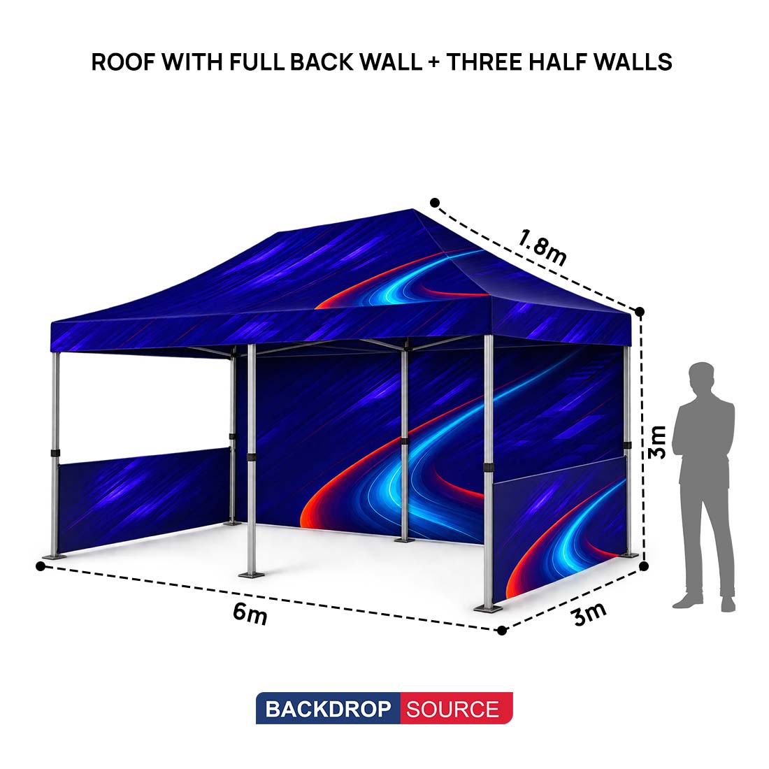 Heavy Duty Fabric Canopy Tent – 6m W x 3m H