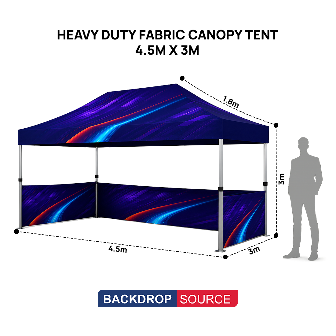 Heavy Duty Fabric Canopy Tent – 4.5m W x 3m H