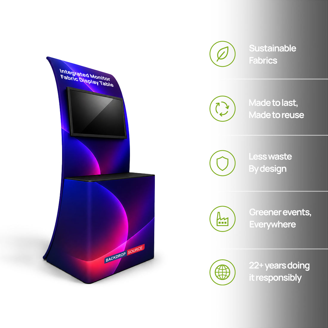 Integrated Monitor Fabric Display Table
