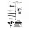 L-Shaped Display Shelf & TV Rack (L arch frame with shelves & TV mount) - included in Magnetic Fabric Banner Stand Exhibition Kit