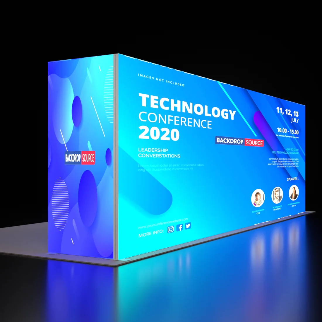 Backlit SEG Booth Kit with L-Arch, 2 Sidewalls & Counter
