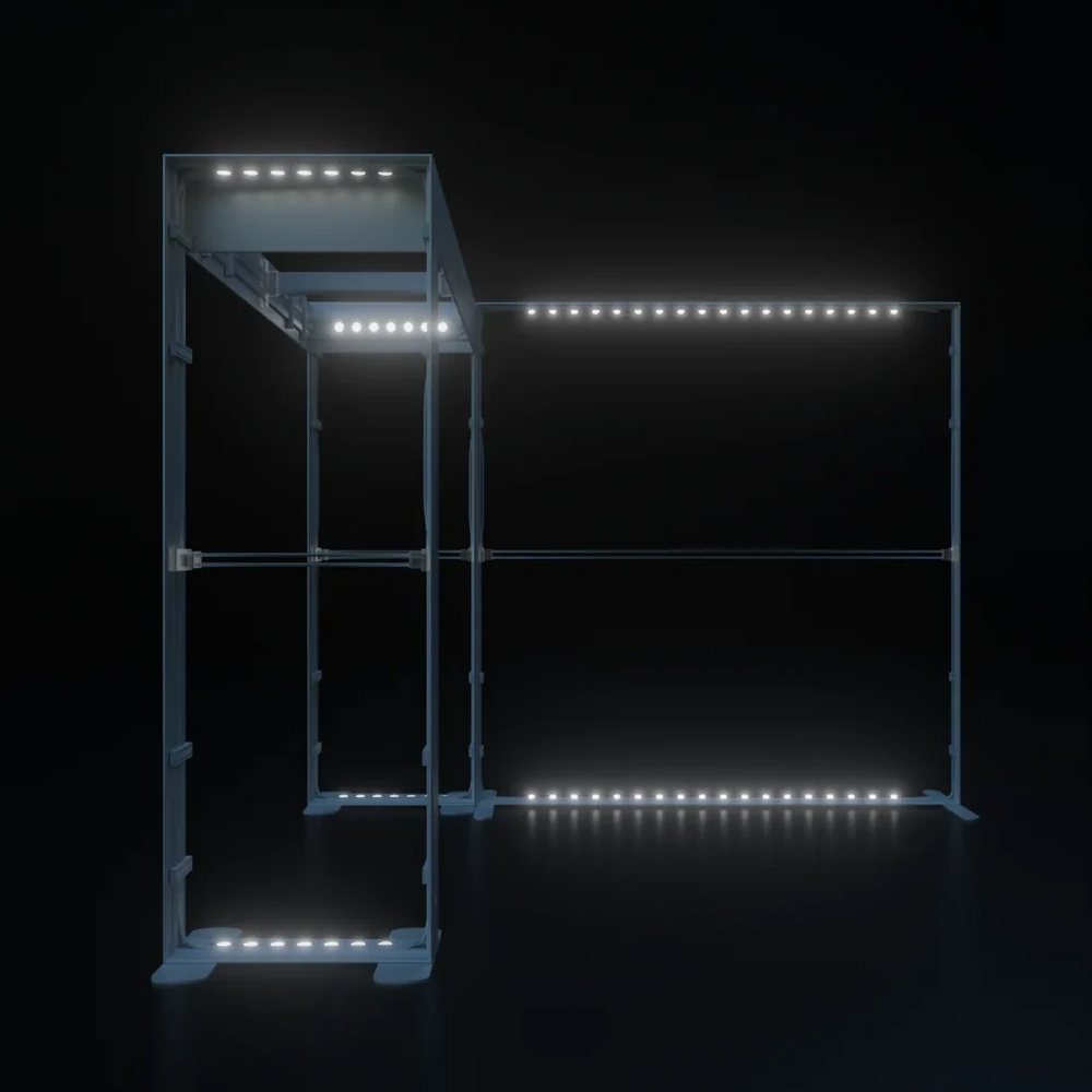 3x3m Backlit SEG Booth Kit with Square Arch Backwall