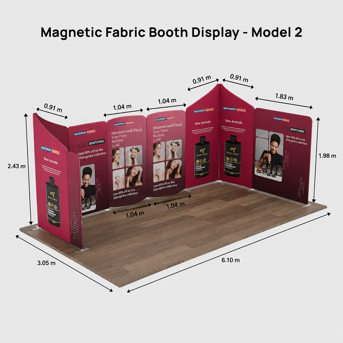Magnetic Fabric Booth Display - Model 2 (6m x 6m)