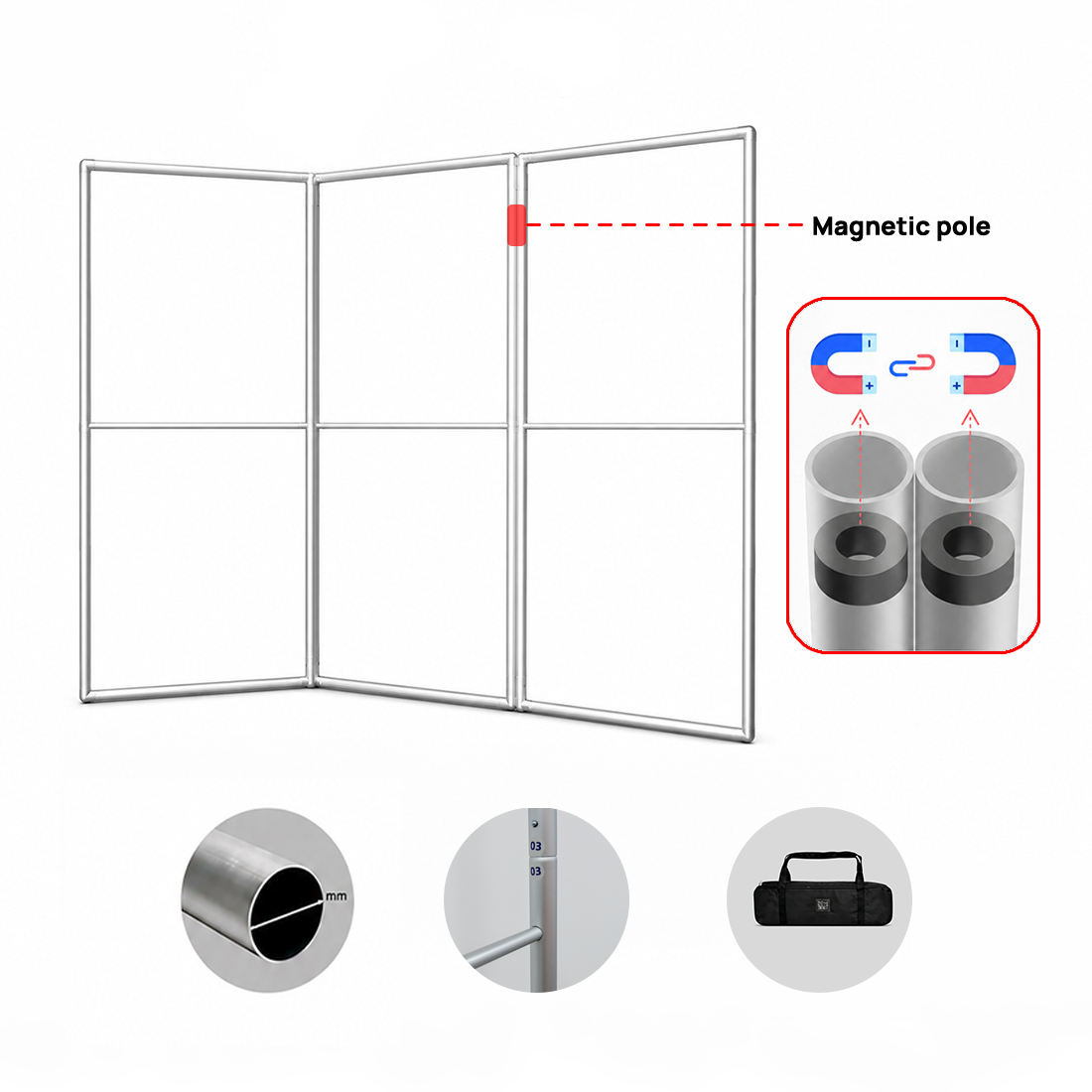 Fabric Magnetic Partition Display – 3 Panel