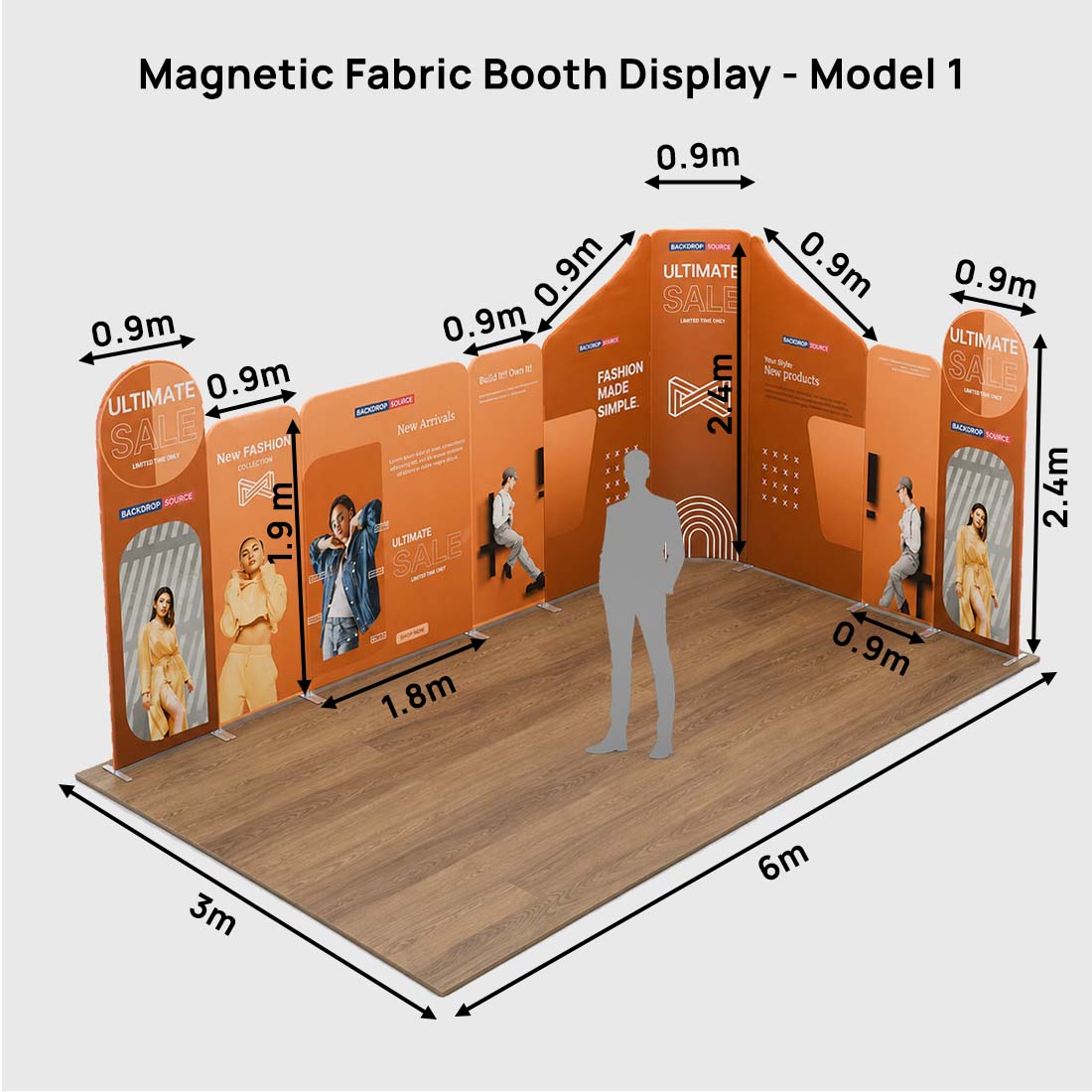 Magnetic Fabric Booth Display - Model 1 (6m x 6m)