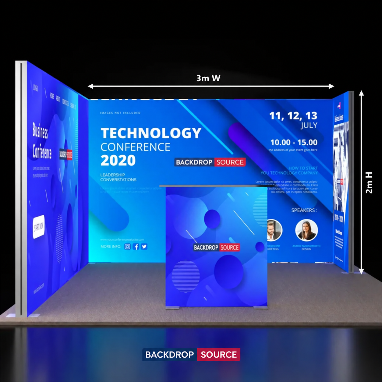 3m Backlit SEG Booth Kit with 2 Sidewalls & Lightbox Counter