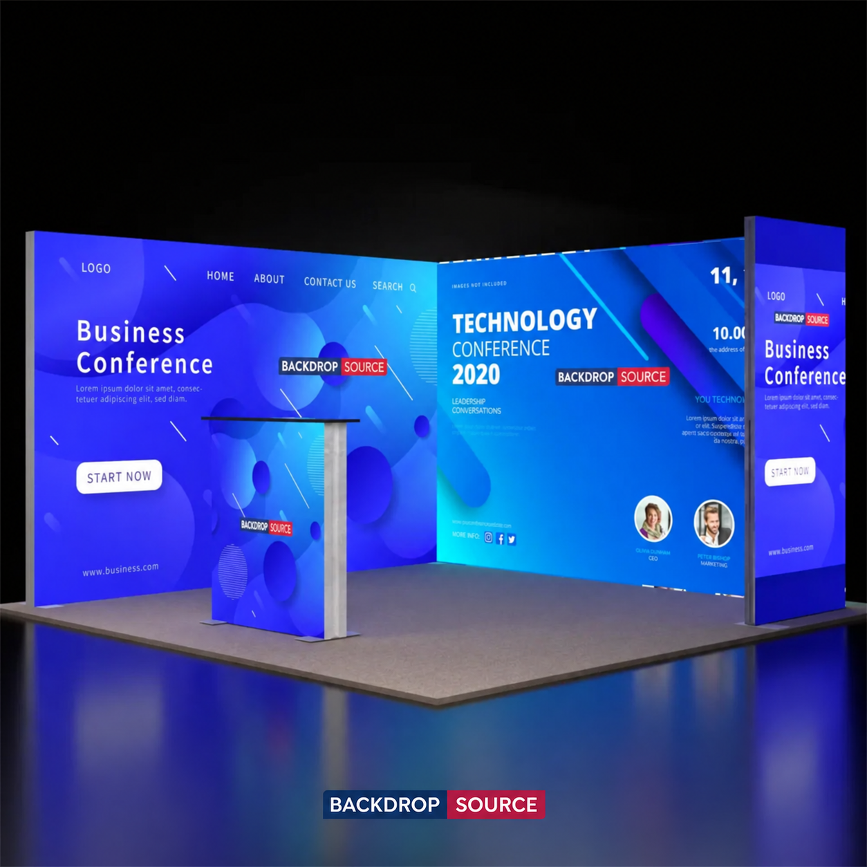 3m Backlit SEG Booth Kit with 2 Sidewalls & Lightbox Counter