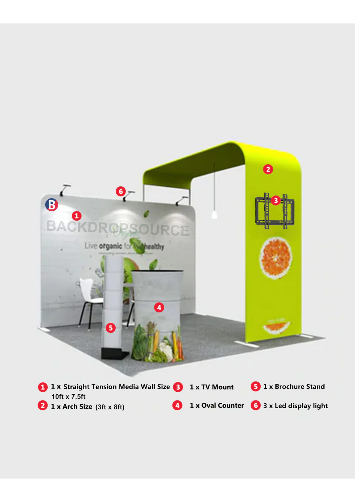 Modular L Arch TV Display Exhibition Kit for 3m Wide Booths.