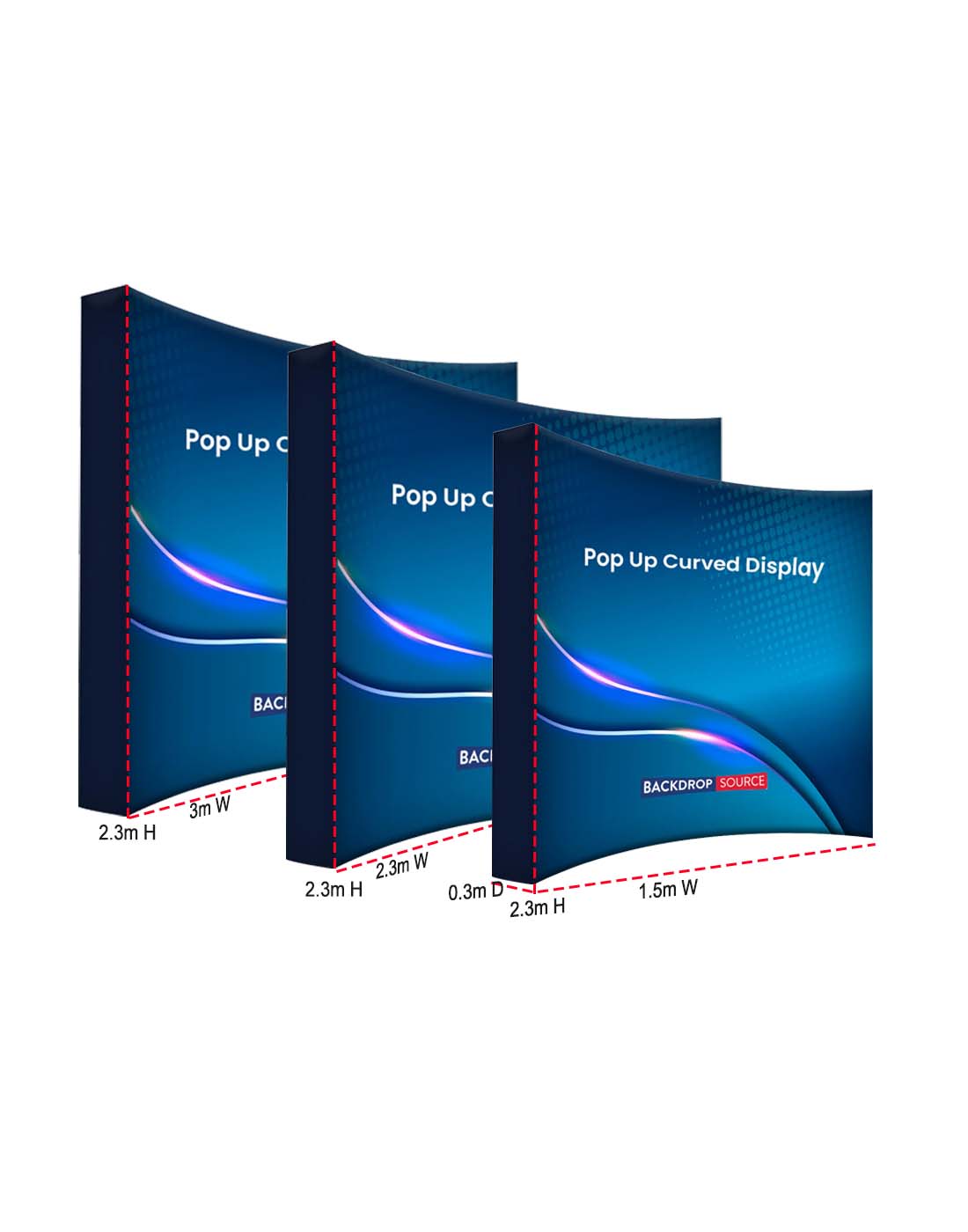 Velcro Pop Up Curved Display Media Wall for all Exhibitions