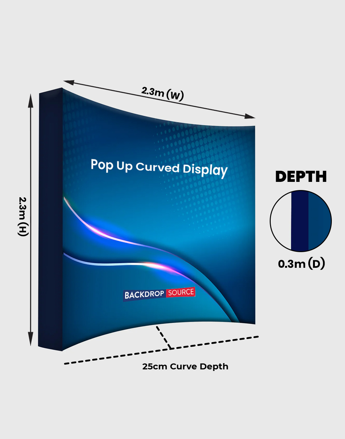 Velcro Pop Up Curved Display Media Wall for all Exhibitions
