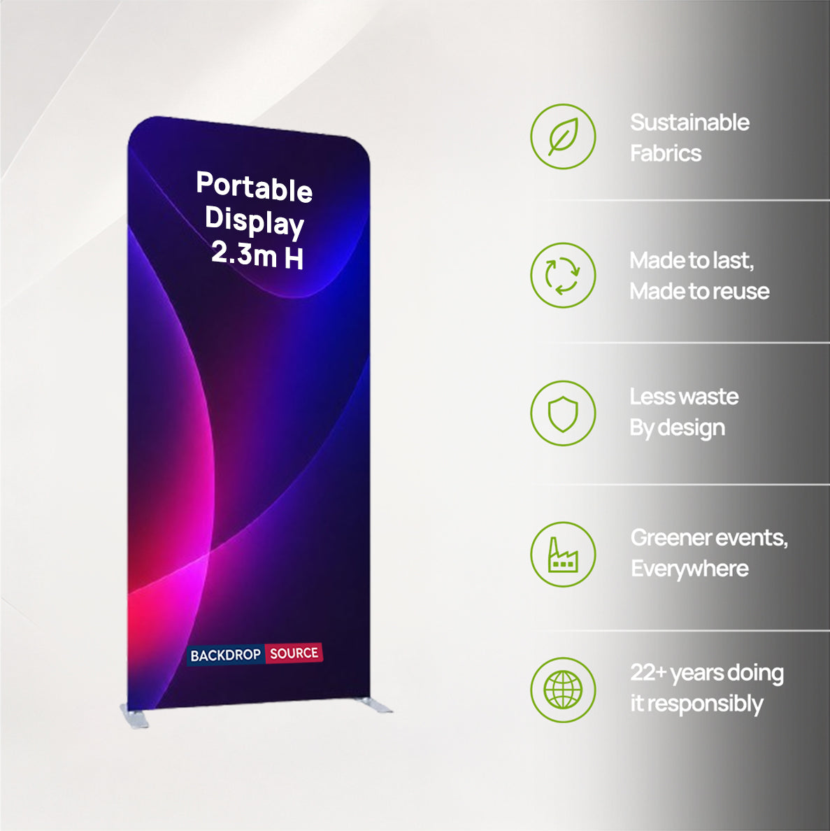 Portable 2.3m H High Fabric Exhibit Display