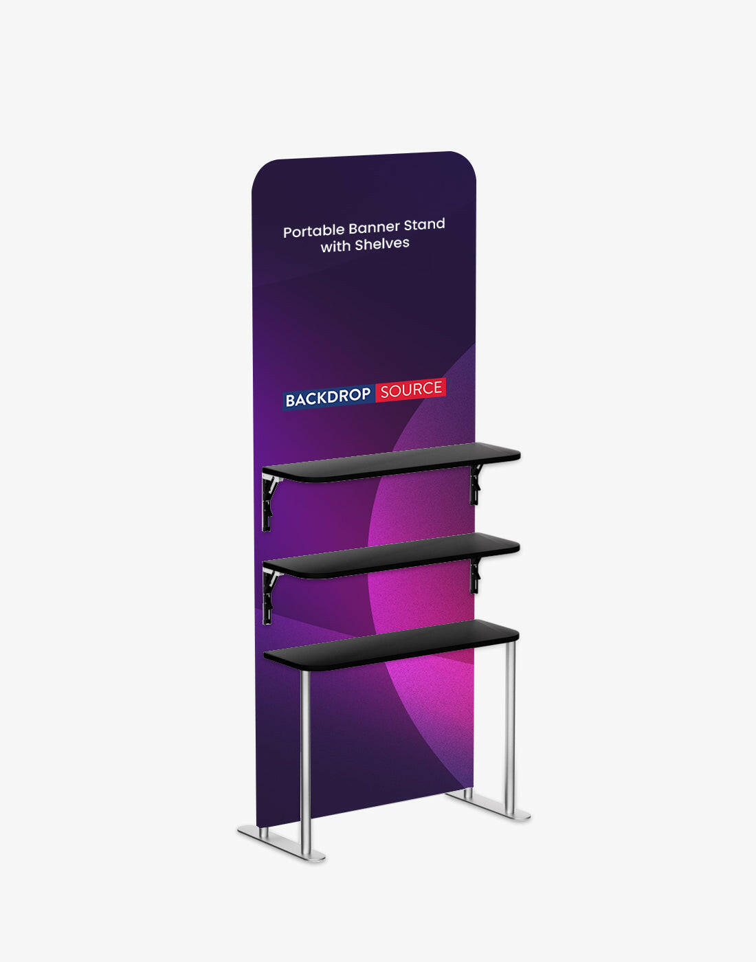 Portable Fabric Display Shelves.