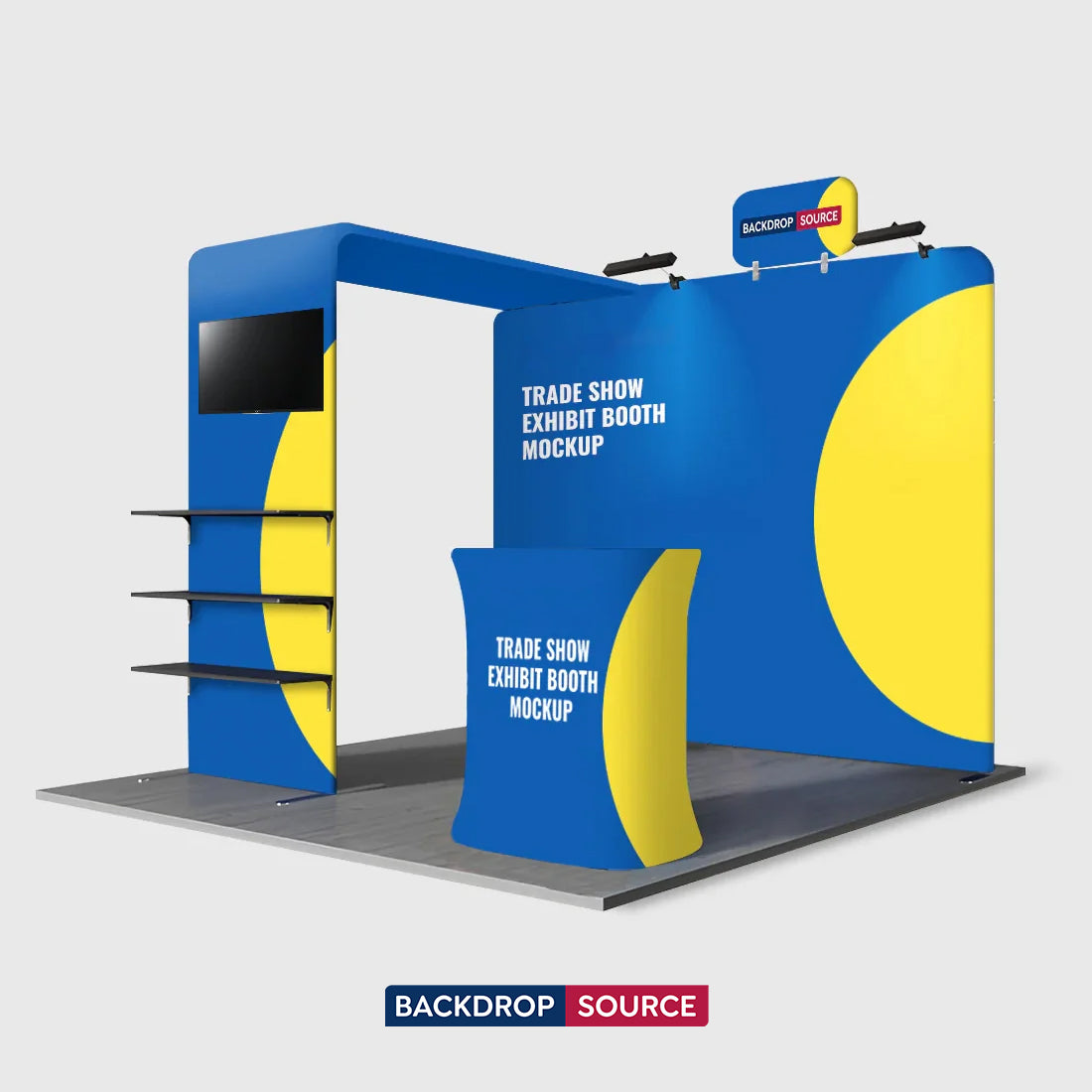3x3m Booth Kit with L-Shape TV Shelf Tower & Counter