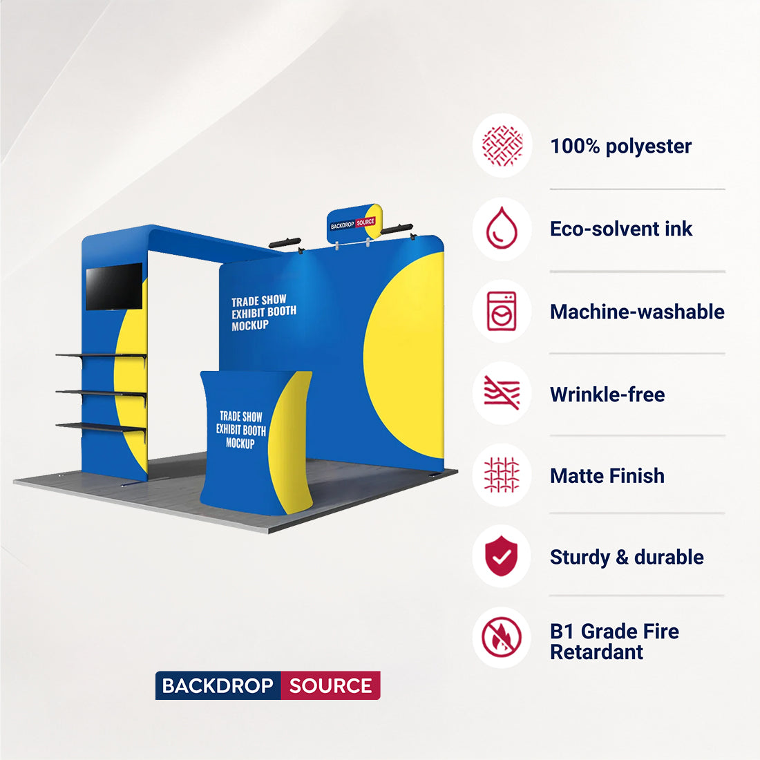 3x3m Booth Kit with L-Shape TV Shelf Tower & Counter