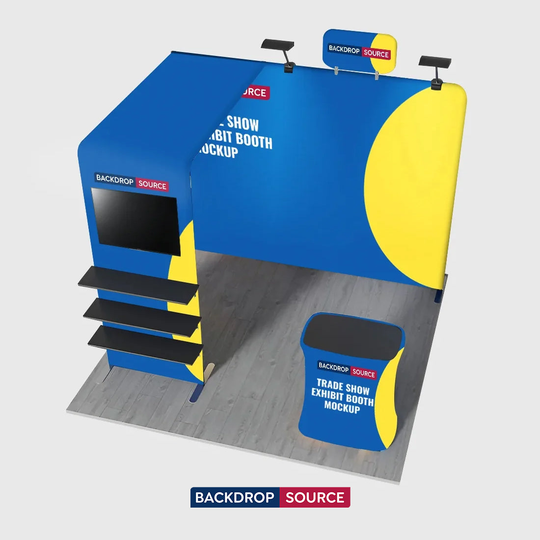 3x3m Booth Kit with L-Shape TV Shelf Tower & Counter