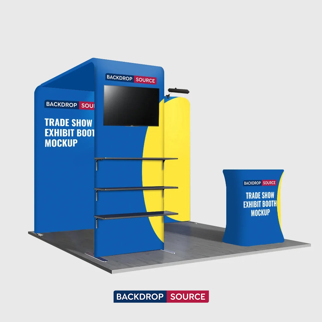 3x3m Booth Kit with L-Shape TV Shelf Tower & Counter
