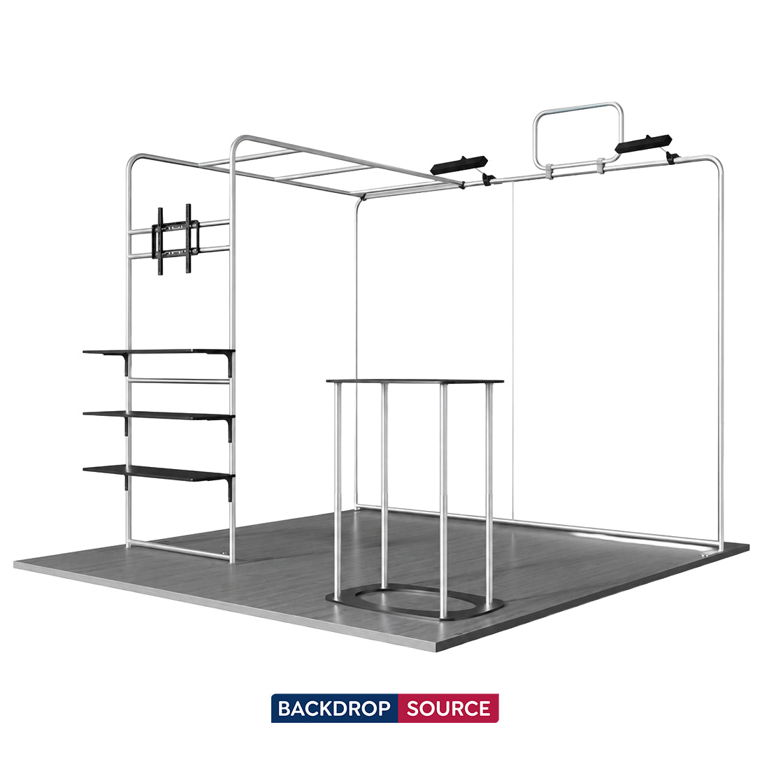 3x3m Booth Kit with L-Shape TV Shelf Tower & Counter