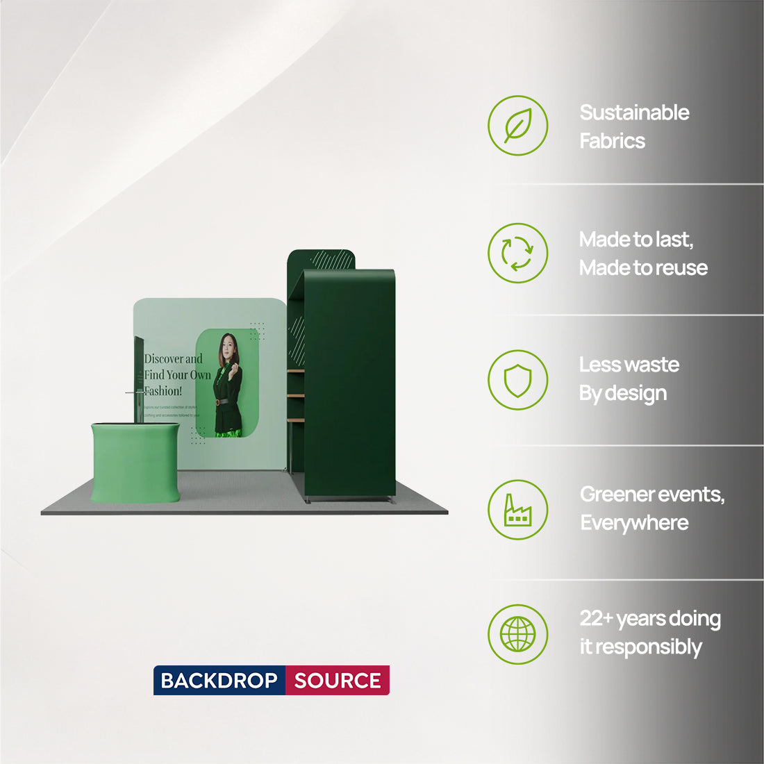 3x3m L-Arch Booth Kit with 3D Shelf Wall Box & Counter