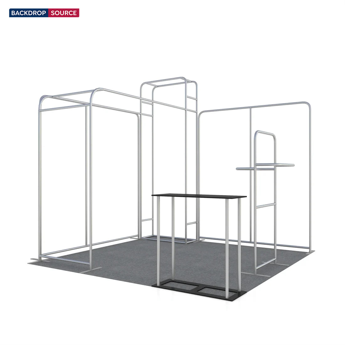 3x3m L-Arch Booth Kit with 3D Shelf Wall Box & Counter