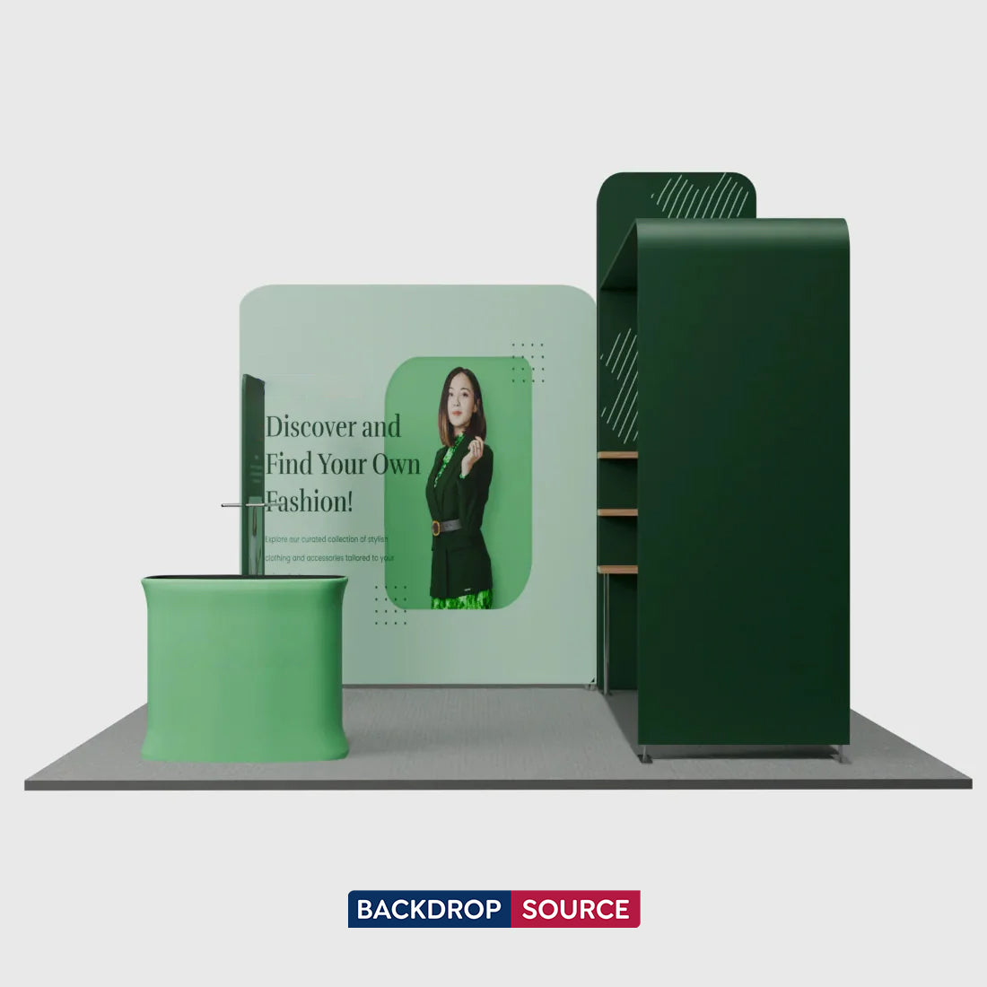 3x3m L-Arch Booth Kit with 3D Shelf Wall Box & Counter