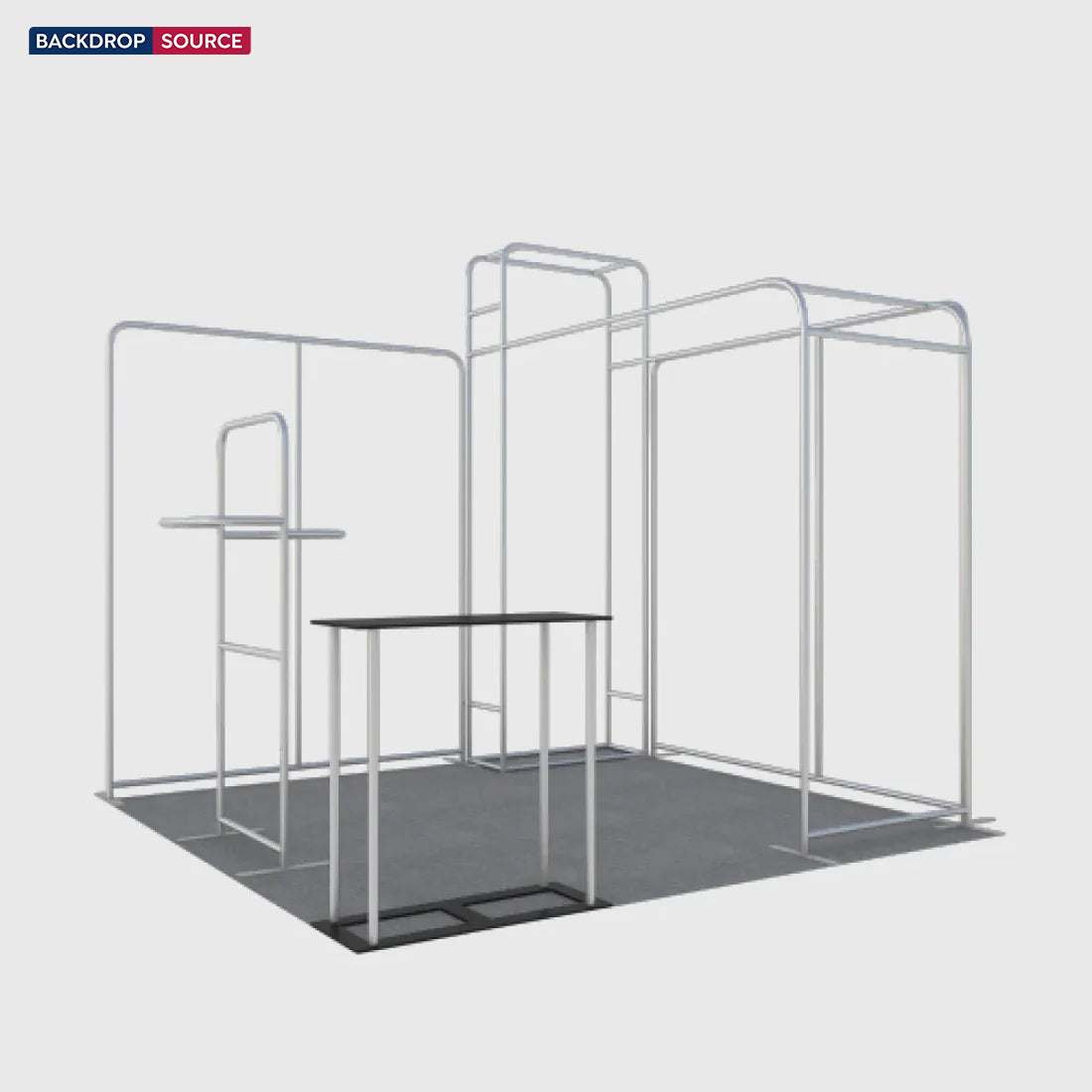 3x3m L-Arch Booth Kit with 3D Shelf Wall Box & Counter
