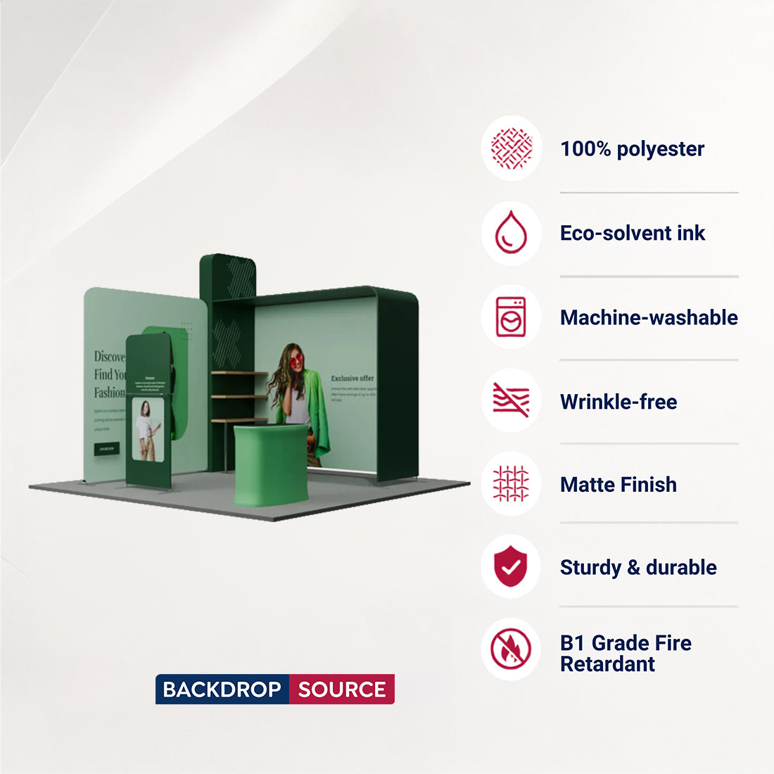 3x3m L-Arch Booth Kit with 3D Shelf Wall Box & Counter