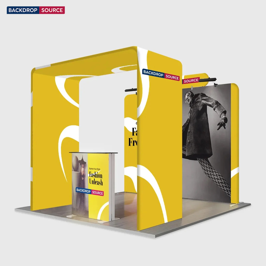3x3m Square Arch Booth Kit with Backlit Lightbox Counter