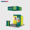 3x3m Booth Kit with Modular Walls, Hanging Banner & Counter