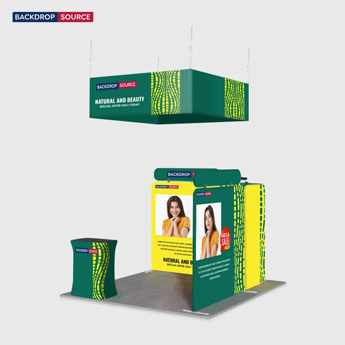 3x3m Booth Kit with Modular Walls, Hanging Banner & Counter