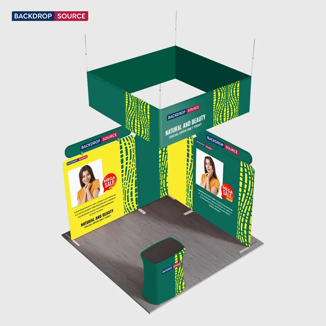 3x3m Booth Kit with Modular Walls, Hanging Banner & Counter