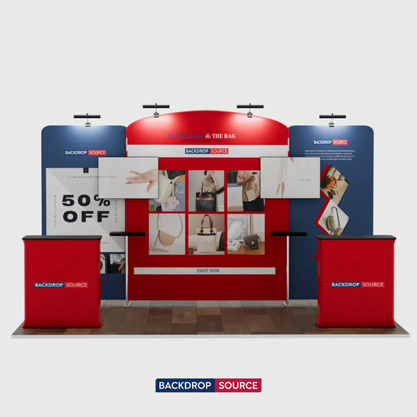 6x3m Booth Kit with Curved Centre Wall & Straight Side Walls